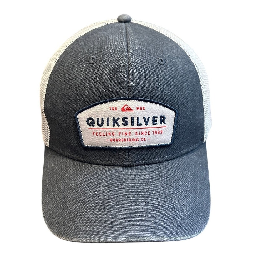 Quiksilver Trucker Hat OSFM Men's Grey White Snapback Boardriding Co Surf Skate